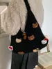 Bolso de Punto de Gran Capacidad Estilo Relajado para Mujer 2025 Nuevo Bolso de Hombro Casual para el Trabajo Bolso Tote Cubo Otoño e Invierno