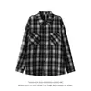 Camisa de cuadros estilo americano para mujer de primavera y otoño, nueva camisa de moda holgada de manga larga retro trendy estilo Hong Kong con un diseño único