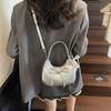 Bolsa de Mão Nova Moda 2025 para Mulheres, Bolsa de Ombro Simples em Forma de Meia-Lua com Laço