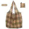 Bolsa de compras plegable de gran capacidad en stock, bolsa plegable ecológica, bolsa de compras para supermercado, bolsa de mano con estampado creativo portátil para almacenamiento