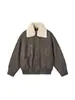Chaqueta Acolchada de Invierno Retro con Cuello de Piel para Hombre, Engrosada, Cálida, Chaqueta de Moto de Cuero Maillard, Abrigo de Algodón para Prevenir el Frío