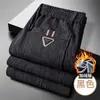 Pantalones casuales con forro polar, engrosados para otoño e invierno, pantalones largos para hombre, pierna recta, modernos, versátiles, ropa para hombre de talla grande, pantalones de chándal de pana