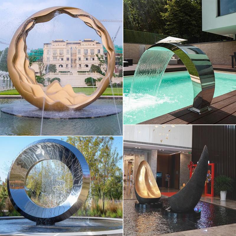 大型抽象不锈钢喷泉雕塑