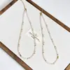 Colar de Pedra Natural Quartzo Rosa de Nicho de Luxo para Mulheres, Contas de Ábaco, Corrente de Clavícula com Contas para Mulheres, Novos Ornamentos de Pescoço Estilo Chinês Retrô para Mulheres
