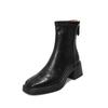 Piel de Vaca ~ Piel Genuina Botines Cortos Retro de Tacón Alto para Mujer Punta Cuadrada Nicho Botas Elásticas Otoño e Invierno Tacón Grueso Cuero Suave Envejecido Botines Ajustados