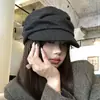 Chapéu Boina Preto Plissado Estilo Japonês Yamamoto Feminino Outono Inverno 2026 Novo Boné Plano Retro Boné de Jovem Jornaleiro Chapéu de Pintor