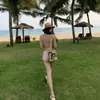 Bikini Sexy con Estampado de Leopardo, Estilo Puro Deseo, Dos Piezas Rosa con Atar, Conjunto de Tres Piezas, Ropa de Baño Femenina Bikini Island