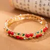 Pulseira de Liga de Alumínio Pintada Oca Estilo Étnico Cloisonné Novo Retrô Transfronteiriça Europeia e Americana Joias de Nicho de Alta Qualidade Femininas