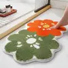 Alfombra de Piso Floral Falsa de Cachemira Fresca y Sencilla, Alfombrilla Absorbente y Resistente a Manchas para Baño, Felpudo Antideslizante y de Fácil Cuidado para la Entrada del Baño