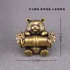 Panda de tubo de bambu grande em latão puro, panda tesouro nacional, presente cultural e criativo vintage, animal de estimação de chá decorativo para mesa, ornamento de cobre artesanal