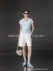 Camiseta de Manga Corta con Cuello Polo Estilo Francés, Solapa en V, Hombro Derecho, Sencilla, Corte Ajustado, Top Corto 2025, Primavera y Verano