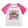 2023 Novas roupas infantis, camiseta de manga curta para crianças, verão, meninos e meninas, camisa de base raglan, camiseta de meia manga para bebês, top infantil