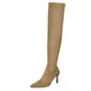 Botas de Mujer de Tubo Ancho de Dos Usos Otoño e Invierno 2025 Botas de Pila Adelgazantes Botas Largas Botas de Tacón de Aguja Altas Tacones Altos Botas por Encima de la Rodilla