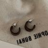 Pendientes de esmalte tipo C con gotas de aceite, diseño para mujer, estilo retro, sencillos, combinables, elegantes y a la moda.