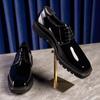 Zapatos Derby de cuero genuino con punta cuadrada para hombre, suela gruesa, informales, de negocios y charol, Gloff
