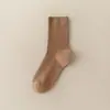 Meias Femininas Novas para Primavera e Verão, Celebridade da Internet, Meias com Barra Vertical de Ponto Duplo, Meias Femininas de Cor Sólida, Meias Femininas de Cano Médio, Meias JK Preto e Branco