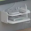 Prateleira de Armazenamento de Parede sem Furos para Decodificador de TV e Roteador na Sala de Estar