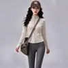 Conjunto de Dos Piezas para Mujer de Primavera y Otoño para Fitness Yoga, Top de Manga Larga con Cremallera y Cuello Alto, Pantalones de Yoga Ajustados de Cintura Alta, Conjunto Deportivo para Mujer