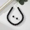 Colar Brincos Pérola Negra Imitação Estilo Europeu Americano Simples Retrô Corrente de Clavícula Colar da Moda Celebridade da Internet conjunto