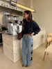 26 Anos de Moda Casual Feminina Europeia e Americana Transfronteiriça Calça Jeans Reta Solta com Design de Estrela de Cinco Pontas 89388