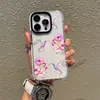 Funda floral de colibrí en acuarela rosa adecuada para Apple 17om, funda de teléfono transparente con bloques de color, funda romántica floral de comercio exterior para niñas