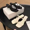 Versão Couro de Vaca Brisa da Noite da Ilha~Estilo Fada Francesa Sandálias de Salto Alto Quadradas com Tiras Finas Couro Genuíno Feminino Novo Estilo de Verão