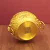 Adorno de Urna Personalizado de Latón con Cabeza de Bestia Doble Dragón Patrón de Dragón en Relieve Doble Asa Urna de Cobre Entrada del Hogar Atracción de Riqueza Artesanía al por Mayor