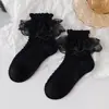 Meias Lolita para Meninas, Meias de Renda, Meias Infantis de Algodão Puro Estilo Fino Primavera e Outono, Meias Pretas de Dança para Menininhas, Princesa
