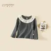 Ropa para niños pequeños y bebés, camiseta de manga larga para niñas, nuevo estilo primavera y otoño 2026, camiseta básica infantil con cuello de volantes, top dulce, Clase A
