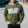 Tamanho Europeu Amazon Moletom Masculino Primavera e Outono Novo Moletom Masculino Xadrez Color-Blocked com Capuz Casual Esportivo