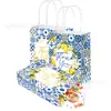 Bd217 Comércio Exterior Amarelo Fruta Limão Dourado Obrigado Porcelana Azul e Branca Sacola de Papel com Alça para Presente de Festa