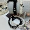 Faixa de cabelo nova de renda organza estilo Xiaoxiang primavera e verão laço de renda pérola strass temperamento faixa de cabeça feminina