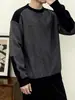 Suéter Patchwork con Bloques de Color Estilo Retro Americano Relajado y Perezoso para Hombre, Engrosado y Cálido para Otoño e Invierno, Tejido de Punto Pullover Cuello Redondo