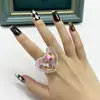 Nova Beldade da Internet do Sudeste Asiático Coroa de Luxo Acessível Anel Coração Design de Nicho Joia Anel Colorido Brilhante