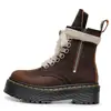 Botas de Motocicleta de Cuero Crazy Horse de Primera Capa Transfronterizas de Color Rojo con Suela Gruesa de 8 Ojales para Mujer 1460 Cremallera Lateral Botines de Cuero Genuino Suela de Plataforma Lengüeta Larga