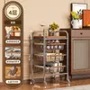 Carrito Estrecho Estante de Almacenamiento, Estante de Cesta de Cocina Multicapa de Pie para Snacks y Frutas y Verduras, Estante de Almacenamiento Móvil Estilo Vintage