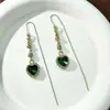 Nova Moda Imitação Brincos de Cristal Azul Amor Brincos de Diamante Brincos de Pingente Longo em Forma de Coração Feminino