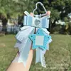 Estilo Ins Original Bolso con Lazo de Lunares Colgante Estrella Marco de Fotos Portatarjetas Pequeño Llavero Versátil para Niña Accesorio
