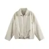 Chaqueta de Motociclista con Cremallera Retro Americana Chaqueta de Cuero Pu Chaqueta Bomber de Gamuza de Moda para Hombre