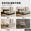 Cama matrimonial moderna minimalista de moda de cuero genuino en negro crema para apartamentos pequeños, cama grande de dormitorio principal con almacenamiento, cama de boda, cama baúl