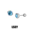 Pendientes con Textura de Piedra Azul 402, Estilo Minimalista, Plata de Ley S925, Estilo de Nicho, Sensación de Alta Gama, Pendientes de Rosca, Joyería de Plata al por Mayor