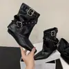 Botas de punta con hebilla de moda con diseño interior que aumenta la altura, nuevas botas cortas estilo western americano para mujer, botines estilo hot girl