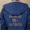 Toma real en stock primavera y otoño 2025 nuevo abrigo largo de mezclilla con capucha y estampado de letras para mujer, gabardina