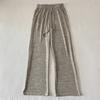 Calça Tricô de Perna Larga Respirável Casual com Cadarço Macia e Elástica Estilo Frango Frito para Mulheres Emagrecedora Nova Primavera e Verão Versátil para Casa