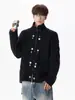 Suéter Masculino de Tricô Trançado Gola Alta Estilo Old Money Tendência Outono Inverno Peso Pesado Zíper Botão Design de Nicho Cardigã Peça Externa