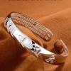 Aberto Moda Coração de Prata Mantra Budista Departamento de Buda Louvor Sincero Bênção Sincera Verdade de Seis Caracteres Pulseira de Louvor Meticuloso Pulseira