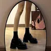 Zapatos de cuero para mujer de suela gruesa populares, colección otoño 2026, zapatos Mary Jane de tacón grueso que aumentan la altura, mocasines de plataforma de tacón alto universitarios
