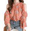 Camisa floral estilo francés para mujer, diseño de verano, estilo occidental, con diseño de nicho que cubre el vientre y los hombros, blusa de gasa estilo hada.
