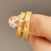 Anillo de pareja de doble felicidad de boda de estilo chino, un par de anillos para hombre y mujer, color dorado, marea nacional, tipo abierto, anillo de boda