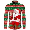 Camisa navideña nueva de comercio exterior transfronterizo 2024 impresión digital 3D para hombre camisa estampada clásico Papá Noel